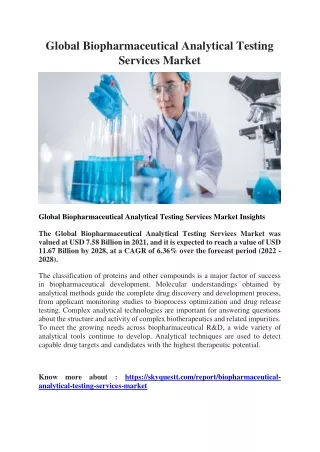 global biopharmaceutical analytical testing