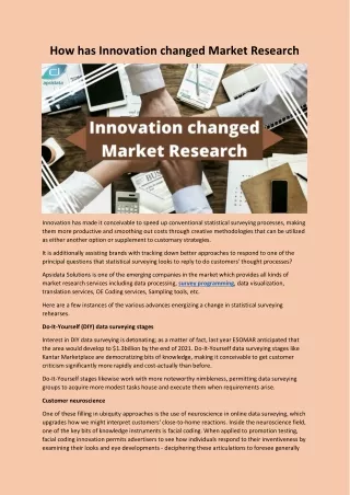 how has innovation changed market research