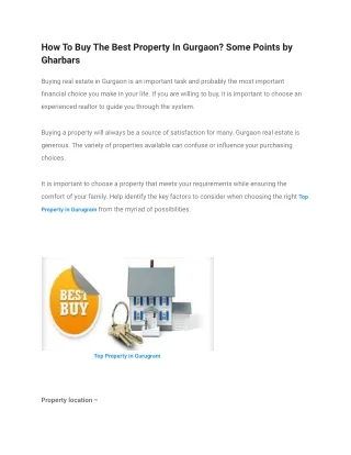 how to buy the best property in gurgaon some