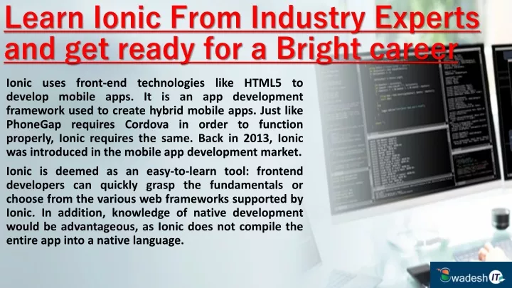 learn ionic from industry experts and get ready for a bright career
