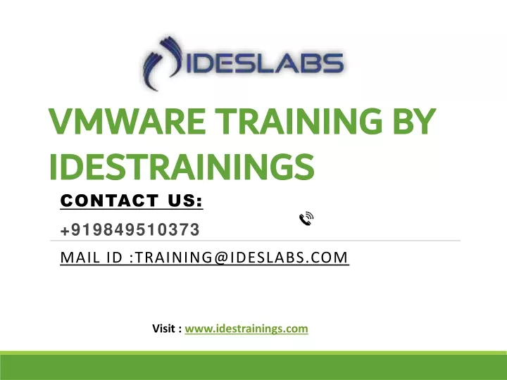 vmware training by idestrainings contact