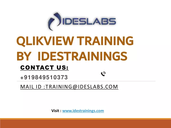 qlikview training by idestrainings contact