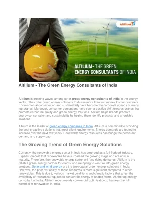Altilium - The Green Energy Consultants of India