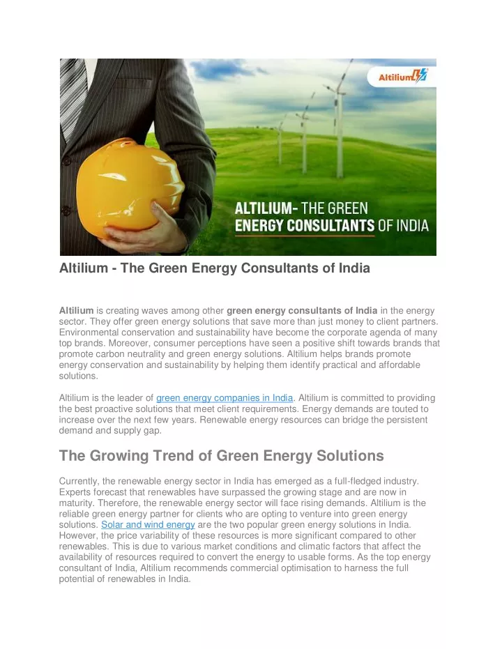 altilium the green energy consultants of india