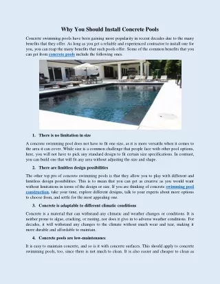 why you should install concrete pools