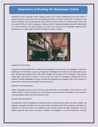 Importance of Reading the Newspaper Online