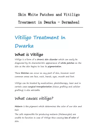 Skin White Patches and Vitiligo Treatment in Dwarka - Dermaheal