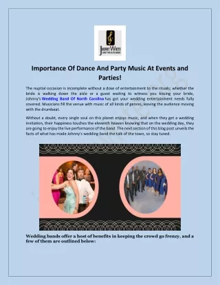 Dance And Party Music In North Carolina
