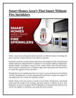 Smart Homes Aren’t That Smart Without Fire Sprinklers