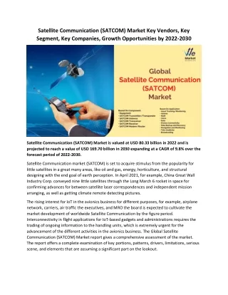 Satellite Communication (SATCOM) Market Key Vendors, Key Segment, Key Companies,