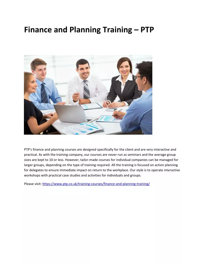 finance and planning training ptp