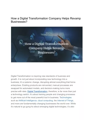 how a digital transformation company helps revamp