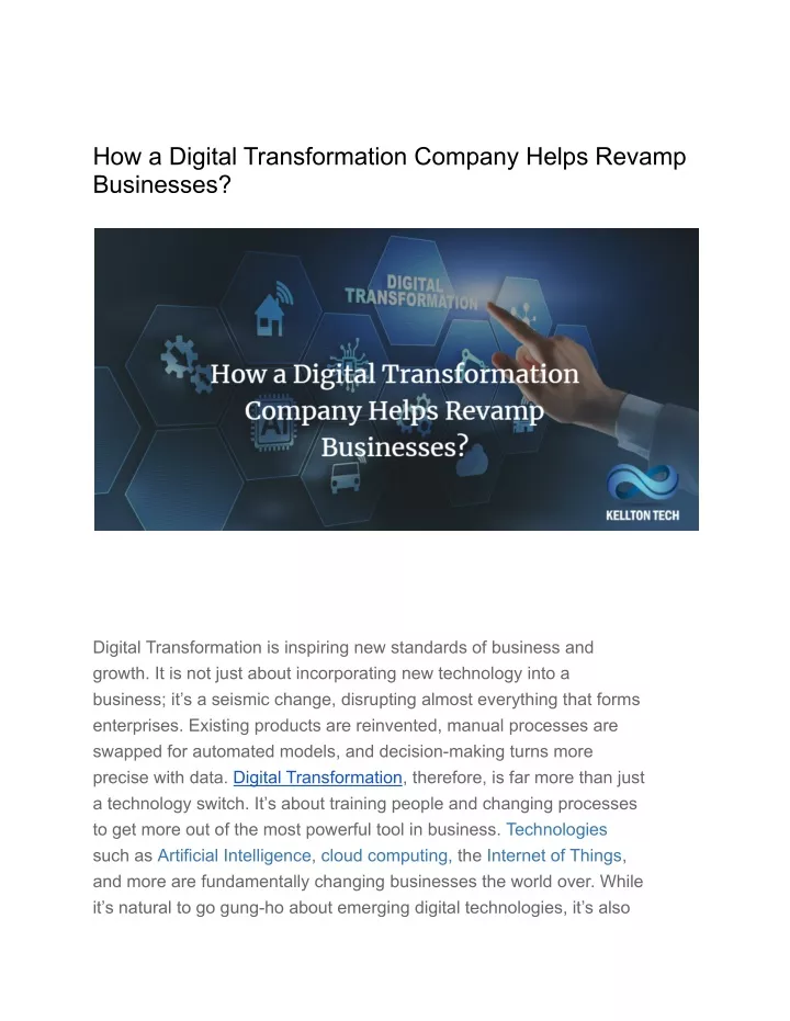 how a digital transformation company helps revamp