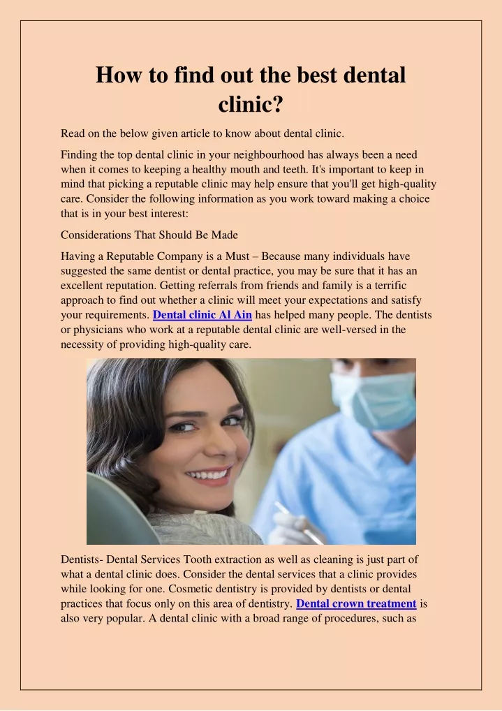 how to find out the best dental clinic