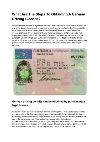 What Are The Steps To Obtaining A German Driving Licence