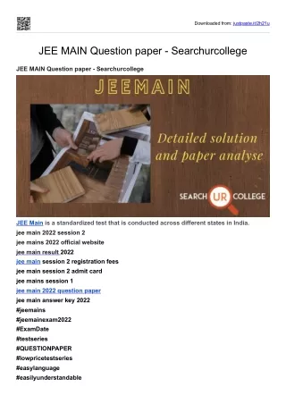 JEE MAIN Question paper - Searchurcollege