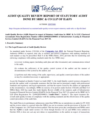 audit quality review report of statutory audit