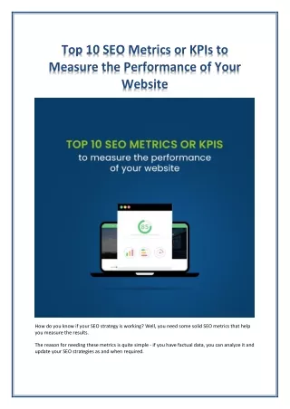 top 10 seo metrics or kpis to measure
