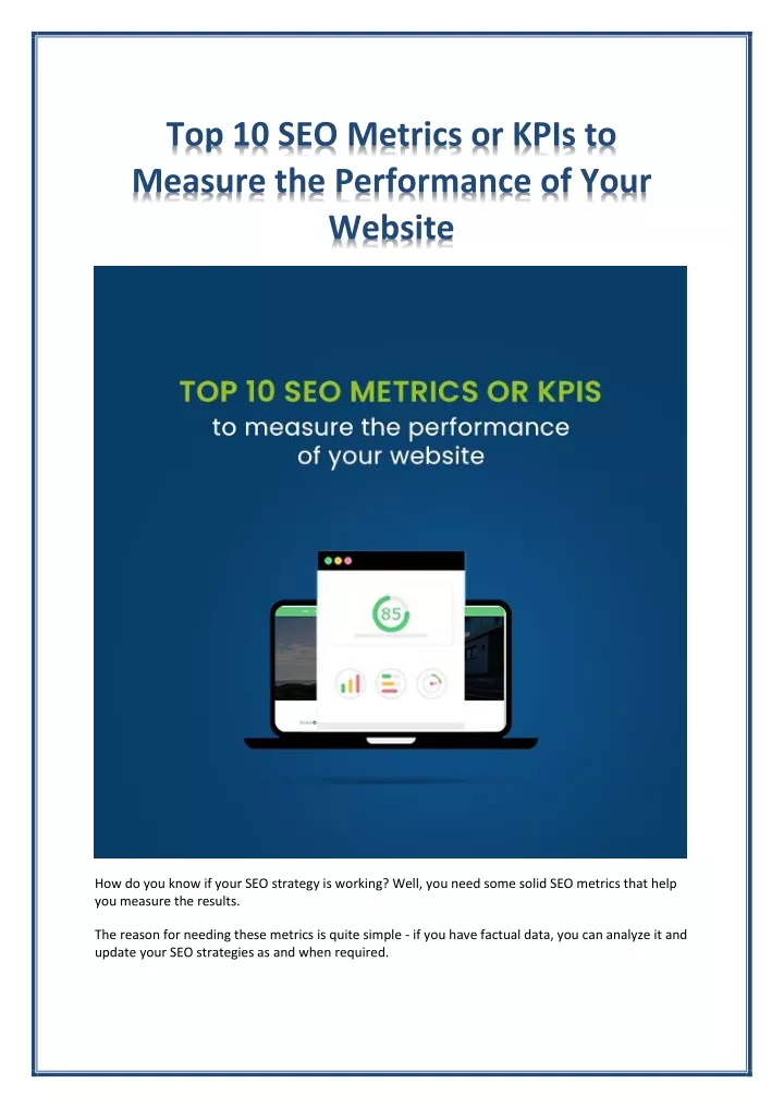 top 10 seo metrics or kpis to measure