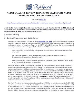 audit quality review report of statutory audit