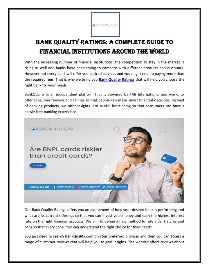 bank quality ratings a complete guide to bank