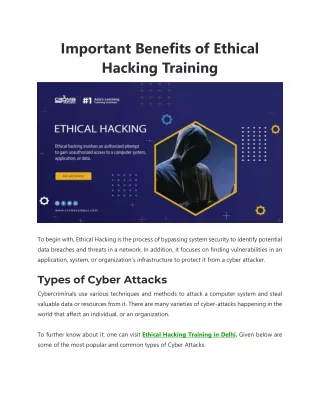Important Benefits of Ethical Hacking Training