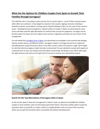 What Are the Options for Childless Couples from Spain to Growth Their Families t