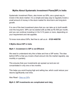 Myths About Systematic Investment Plans(SIP) in India  (1).docx