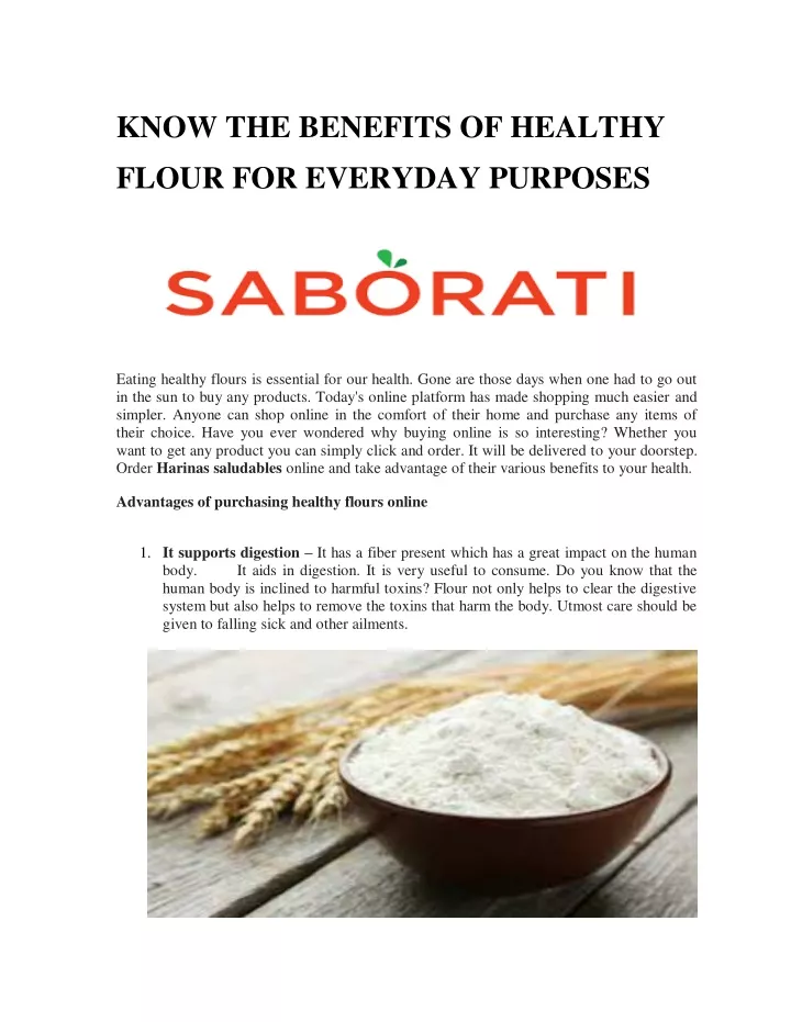 know the benefits of healthy flour for everyday