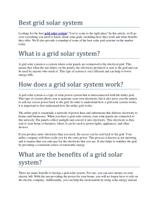 best grid solar system