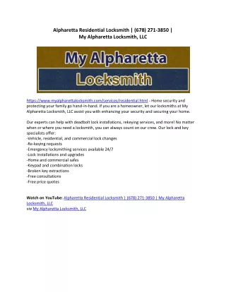 Alpharetta Residential Locksmith