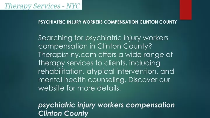 psychiatric injury workers compensation clinton county