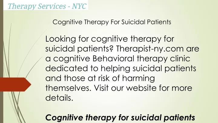 cognitive therapy for suicidal patients