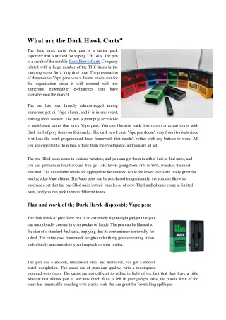 Detailed Information About Dark Hawk Carts  Green Home Dispensary