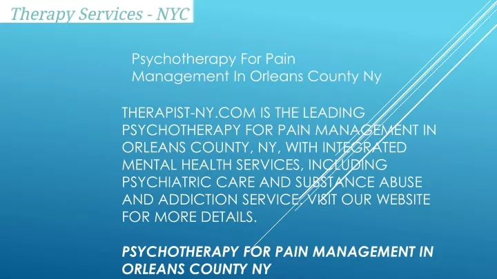 psychotherapy for pain management in orleans county ny