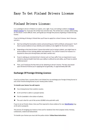 Get Finland Drivers License