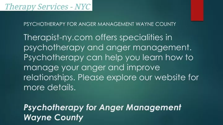 psychotherapy for anger management wayne county