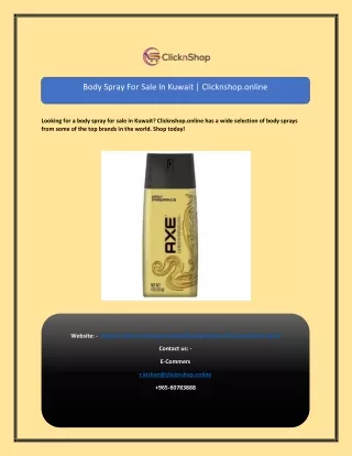 Body Spray For Sale In Kuwait  Clicknshop.online