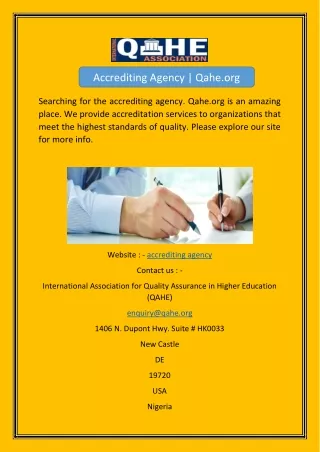 accrediting agency qahe org