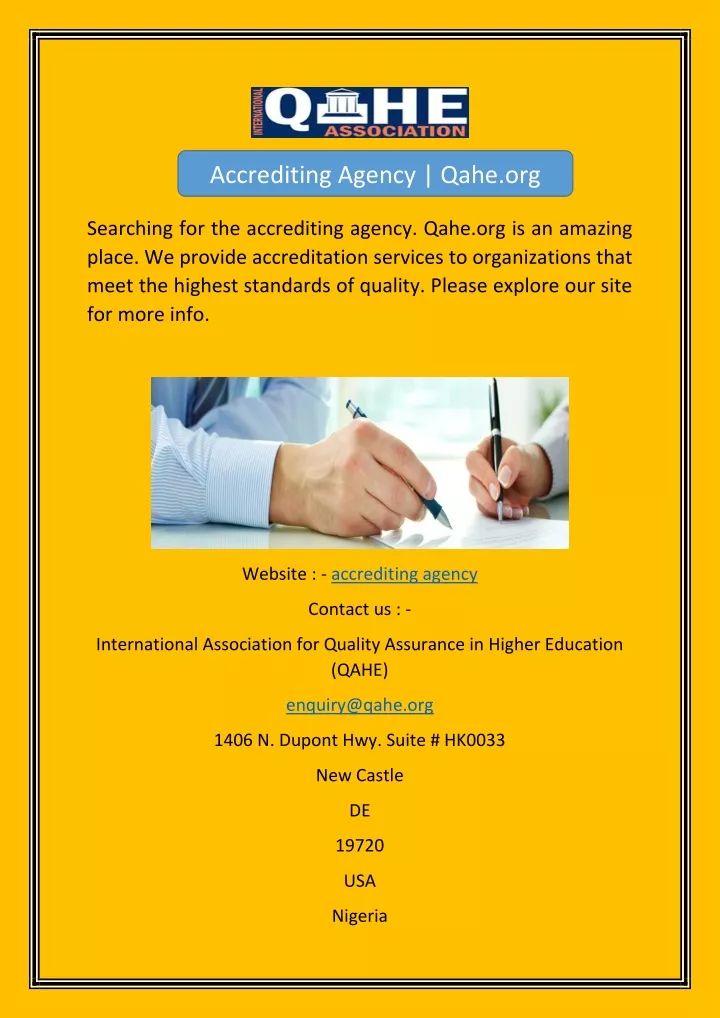 accrediting agency qahe org