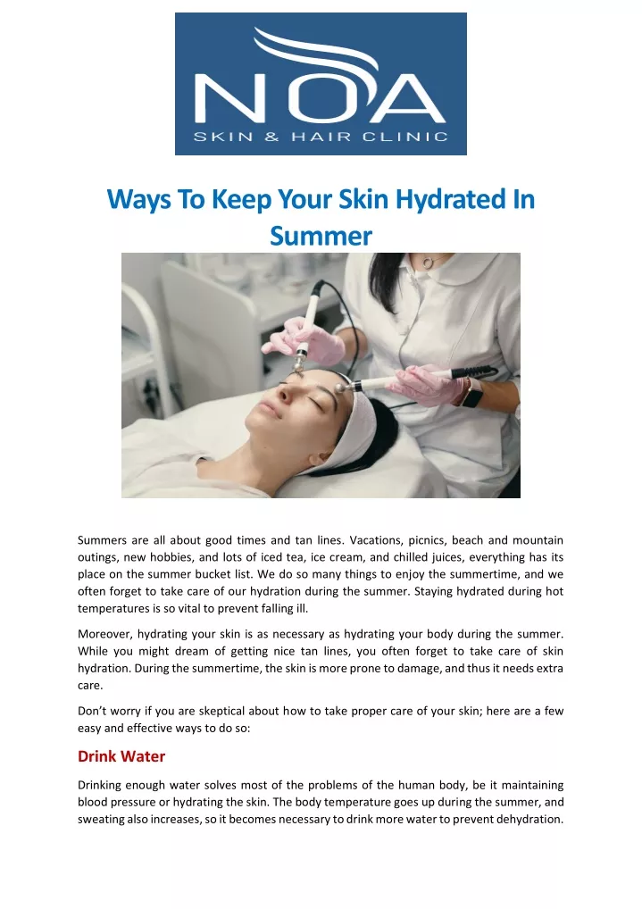 ways to keep your skin hydrated in summer
