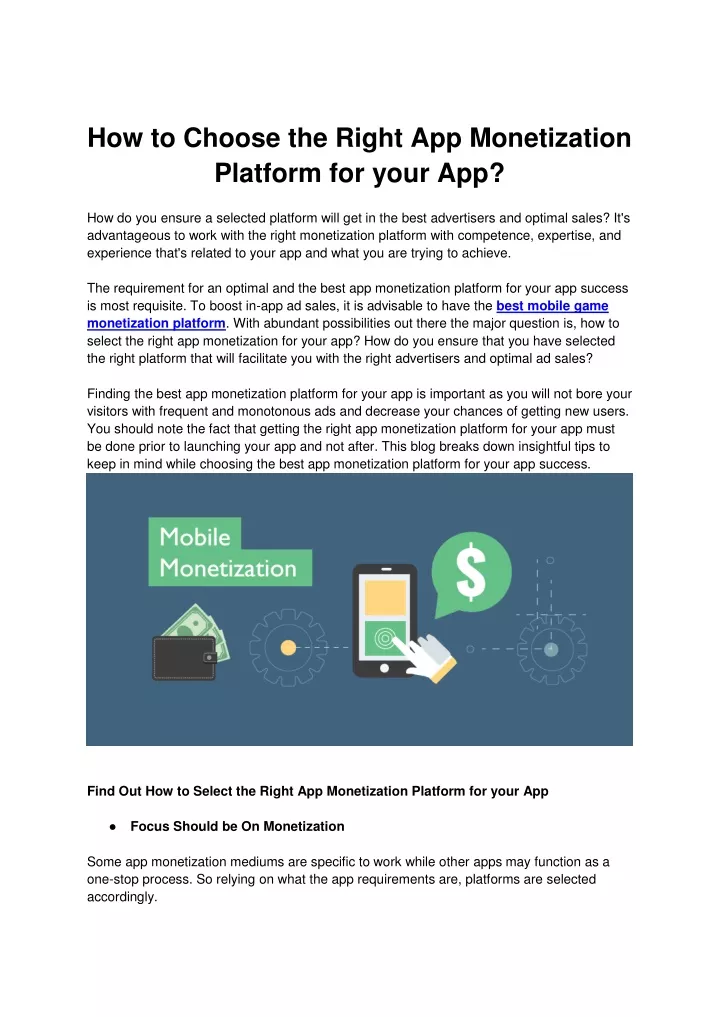 how to choose the right app monetization platform