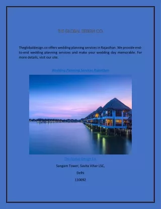 Wedding Planning Services Rajasthan  Theglobaldesign.co