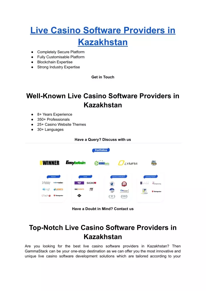 live casino software providers in kazakhstan