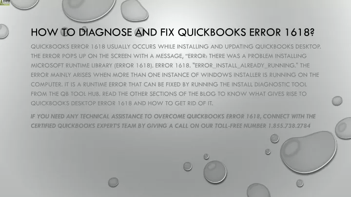 how to diagnose and fix quickbooks error 1618