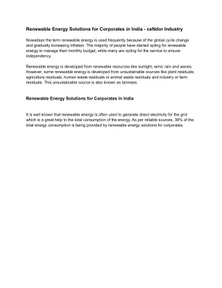 Renewable Energy Solutions for Corporates in India