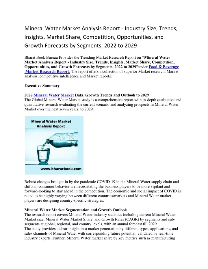 mineral water market analysis report industry