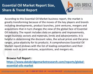 Essential Oil Market Report Size, Share & Trend Report