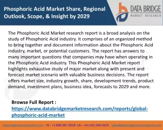 Phosphoric Acid Market Share, Regional Outlook, Scope, & Insight by 2029