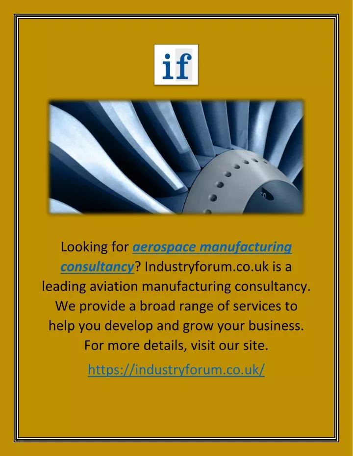 looking for aerospace manufacturing consultancy